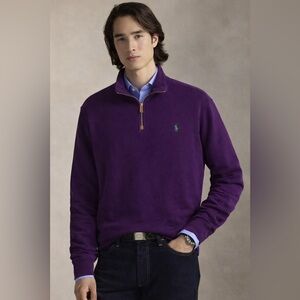 Polo Ralph Lauren Purple Quarter Zip Pullover Sweatshirt | Unisex | Size L